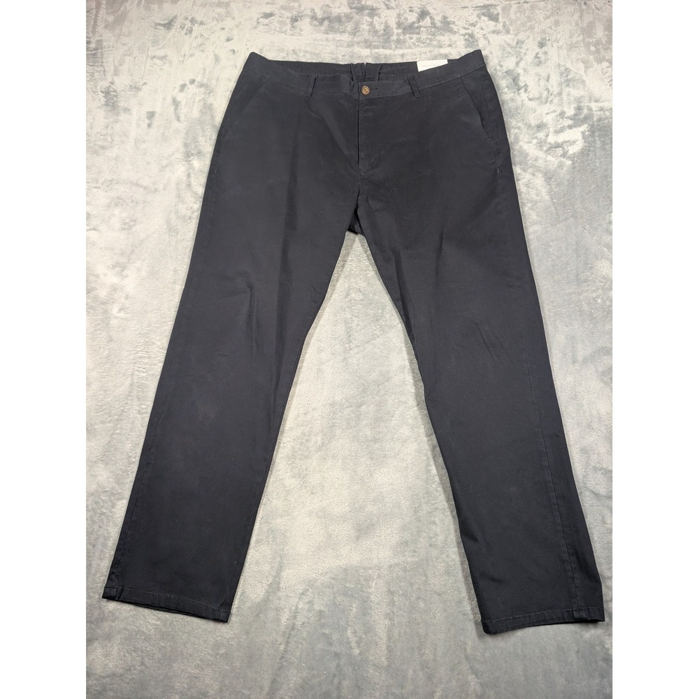 Mott & Bow Pants Mens 38x28 Blue Canvas Slim Stretch Chino Flat Front Casual
